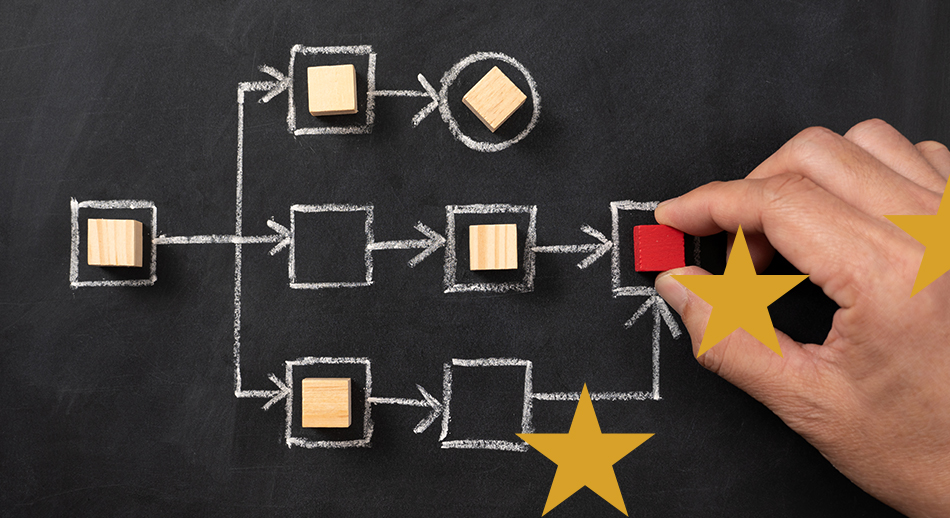 Diagramma di valutazione d'impatto con blocchi di legno