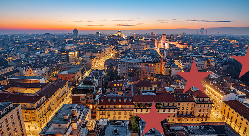 Milano al tramonto: una panoramica sulla città che guida l'innovazione e lo sviluppo grazie ai programmi europei per gli enti locali